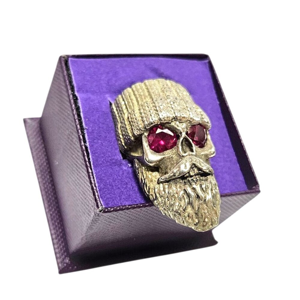 🚨sale🚨 Mens .925 Silver Skull Punk Ruby